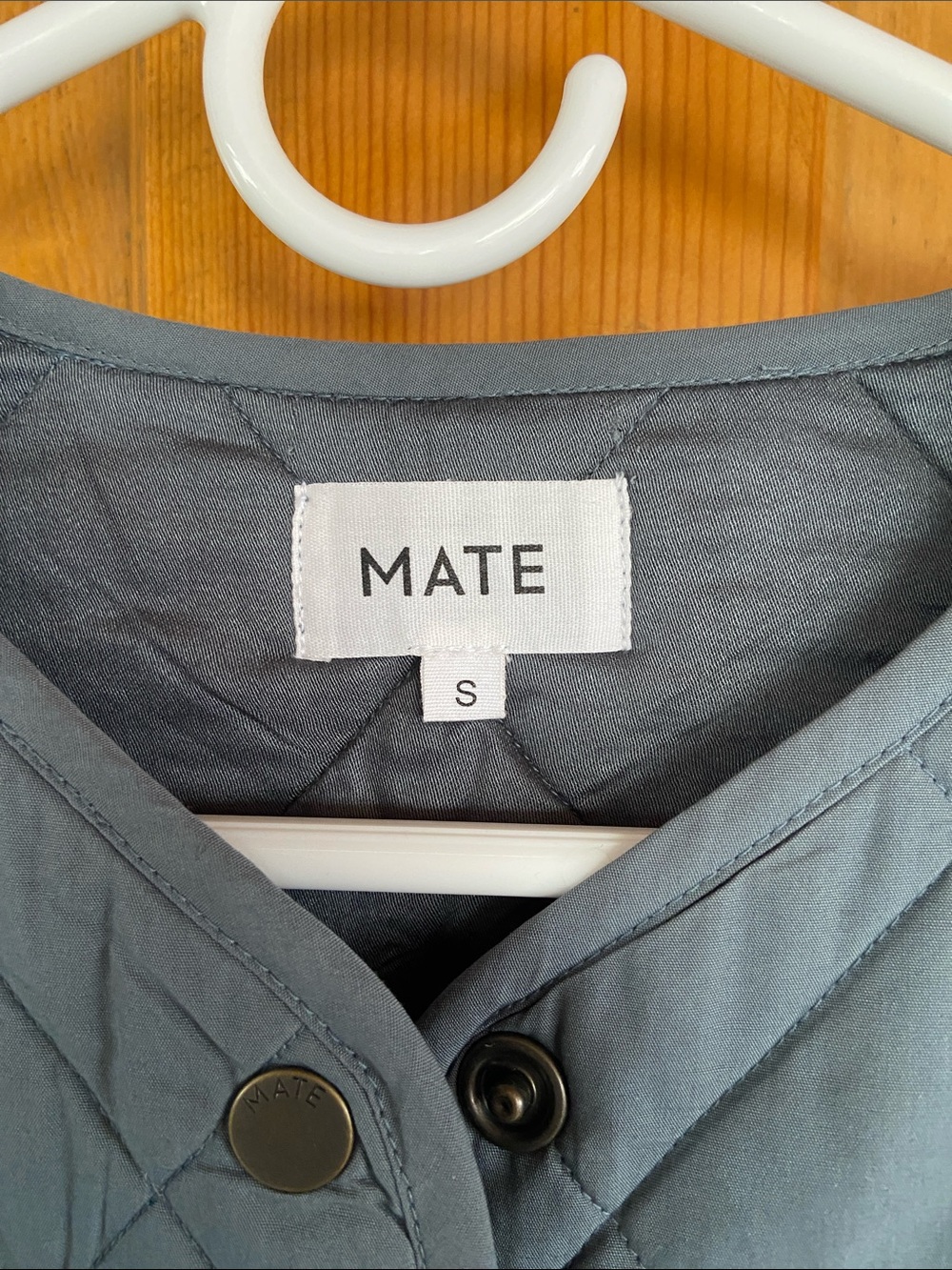 MATE the Label Quilted Slate Blue Snap-Front Jacket - Picture 2 of 7